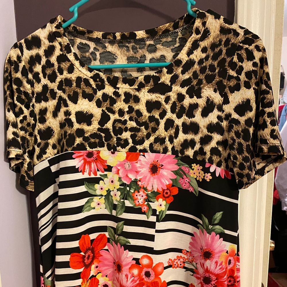 Leopard and floral tunic